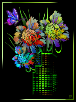 City Blooms On Black Velvet